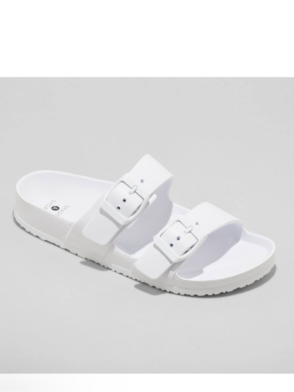 Shade & Shore White Double Buckle Slide Sandals